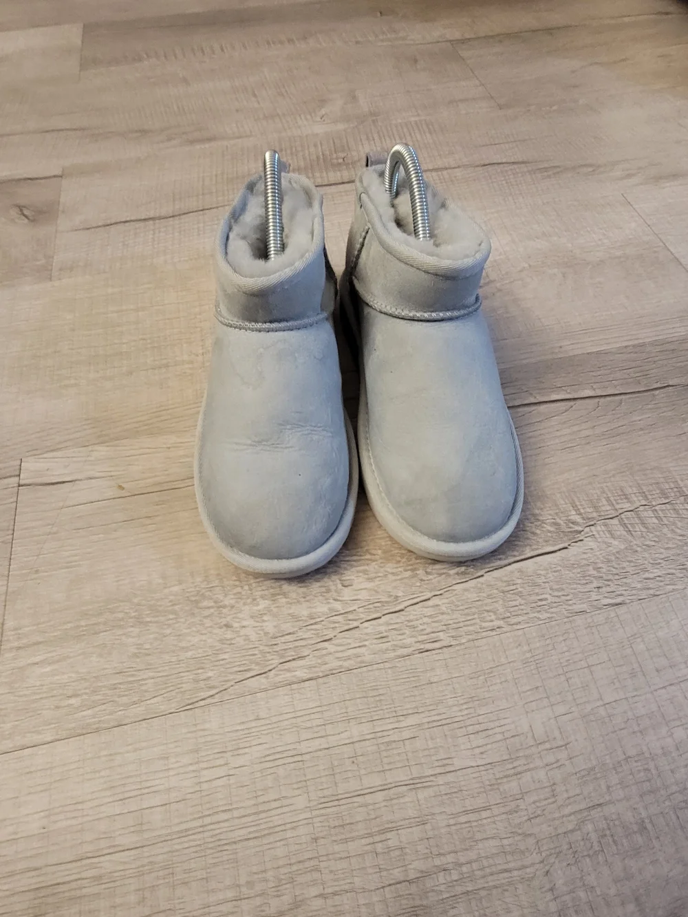 UGG Kids Short Suede Boots in Light Gray
